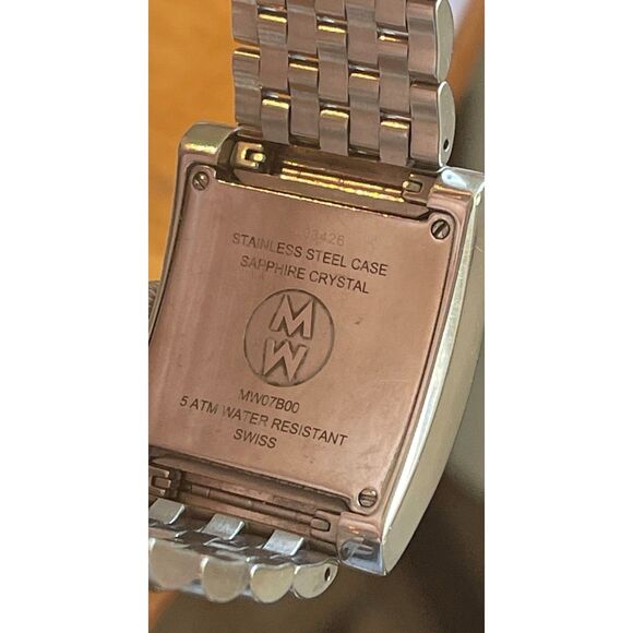 Michele Deco Square White Face 29MM Water Resistant Watch ~Box & Extra Bands main image 9